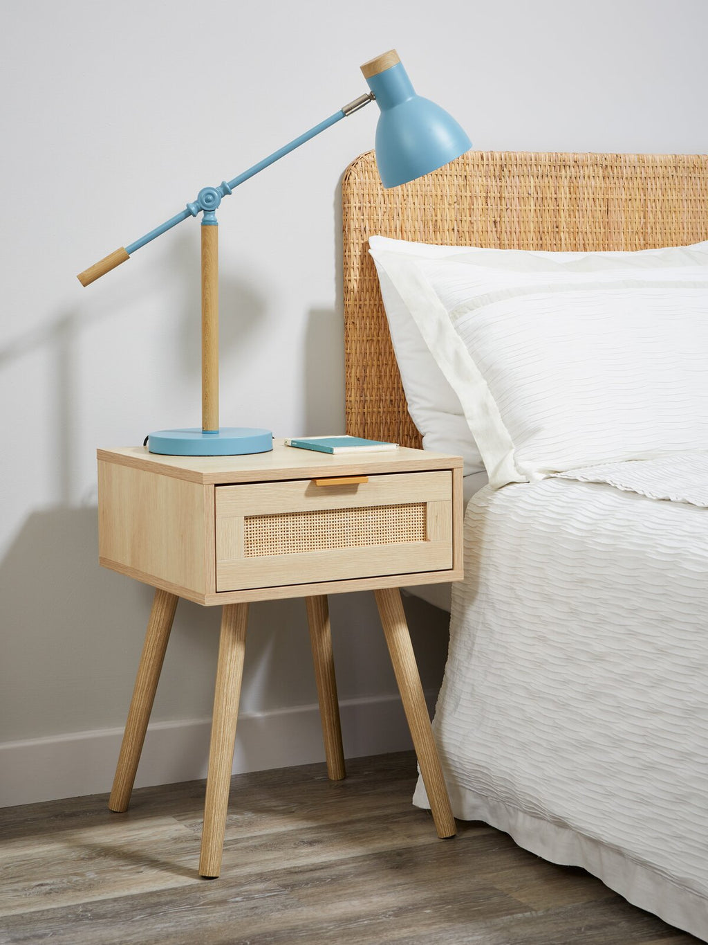 Tropical Rattan 55cm Bedside Table 1-Drawer Cornical Legs - Fit You