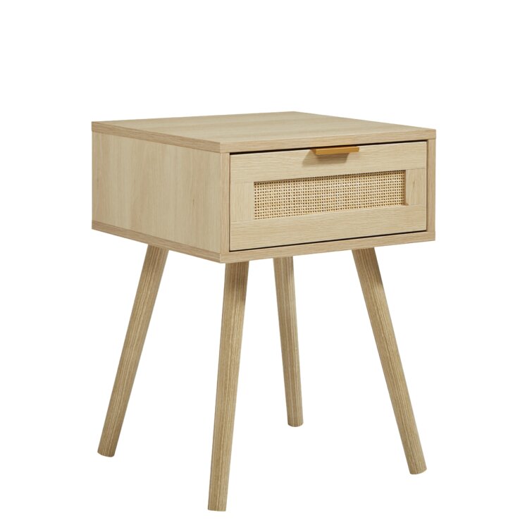 Tropical Rattan 55cm Bedside Table 1-Drawer Cornical Legs - Fit You