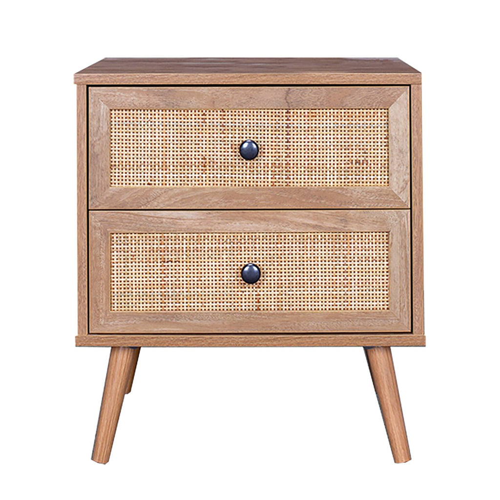 Tropical Rattan 55cm Bedside Table 2-Drawer Cornical Legs - Fit You
