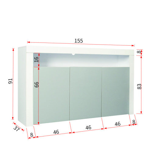 High Gloss White Sideboard Display Cabinet with LED Lights - Fit You