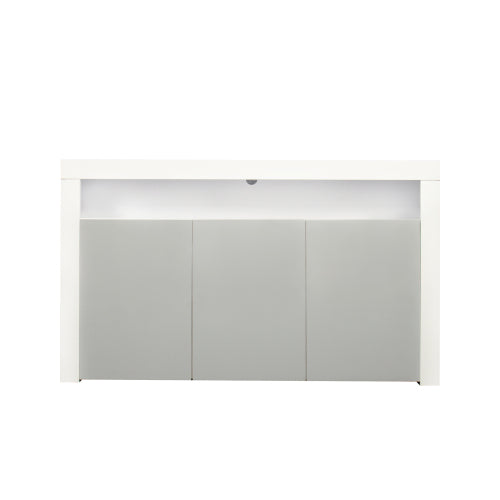 High Gloss White Sideboard Display Cabinet with LED Lights - Fit You