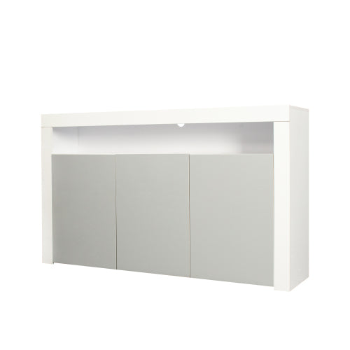 High Gloss White Sideboard Display Cabinet with LED Lights - Fit You
