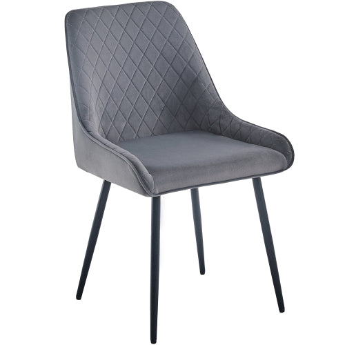 Dining Chair Set of 2 Grey Velvet with Backrest & Steel Legs Chair（Light Grey/Velvet/2PC） - Fit You