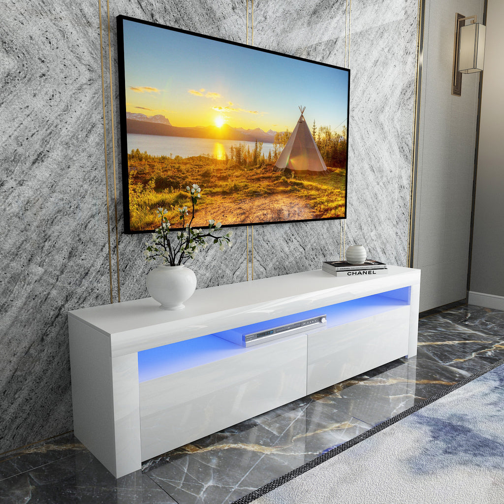 Fityou® TV Stand for TVs Up to 62'' LED Matt 160CM High Gloss White - Fit You