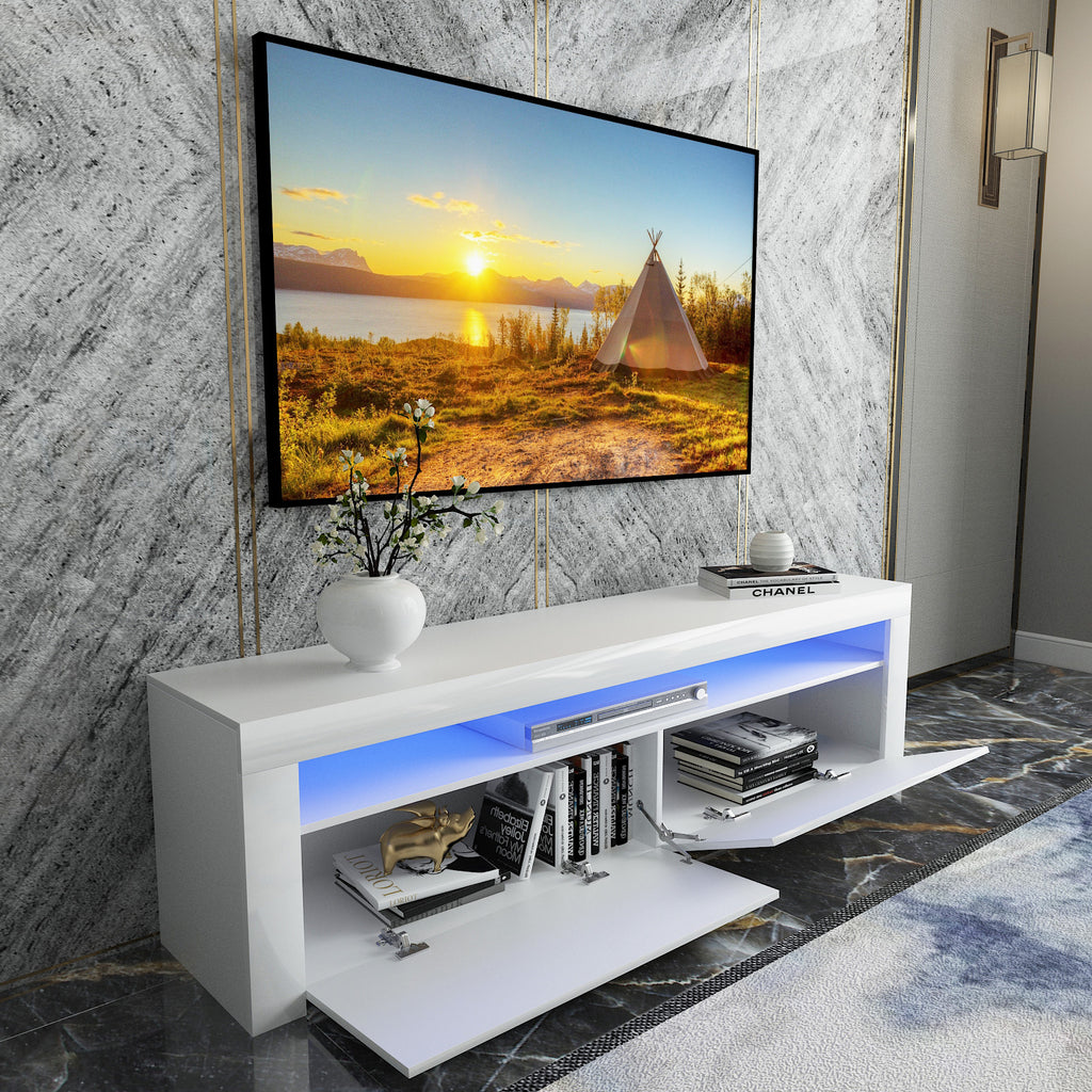 Fityou® TV Stand for TVs Up to 62'' LED Matt 160CM High Gloss White - Fit You