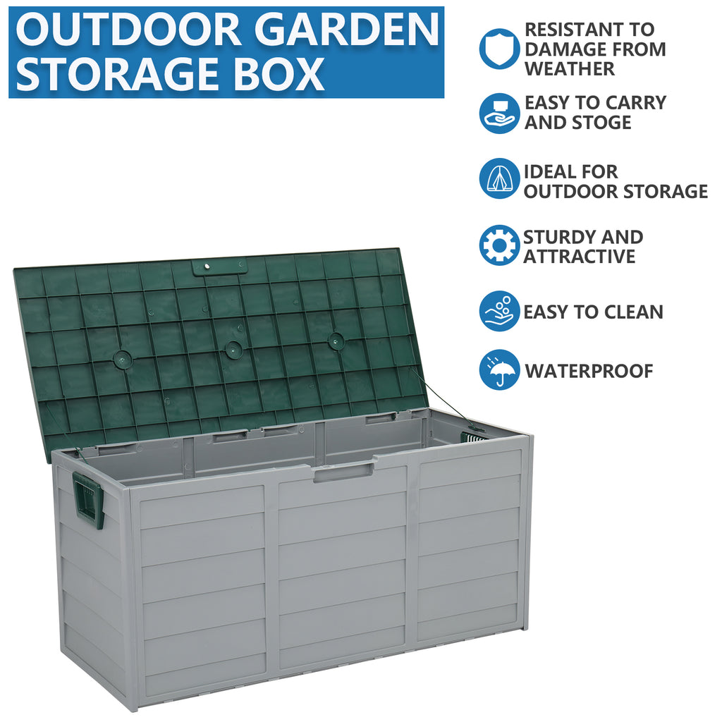 Fityou® Waterproof 75GAL 260L Outdoor Garden Plastic Storage Box Grey - Fit You